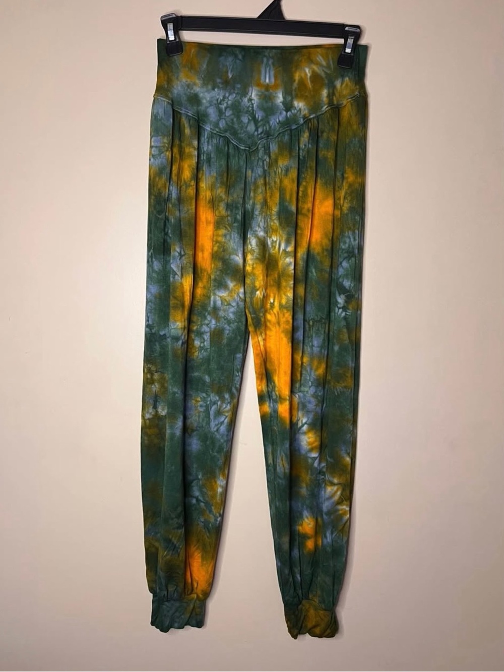 Tie-Dye Harem Pants - Green & Yellow (yoga/workout/festival)